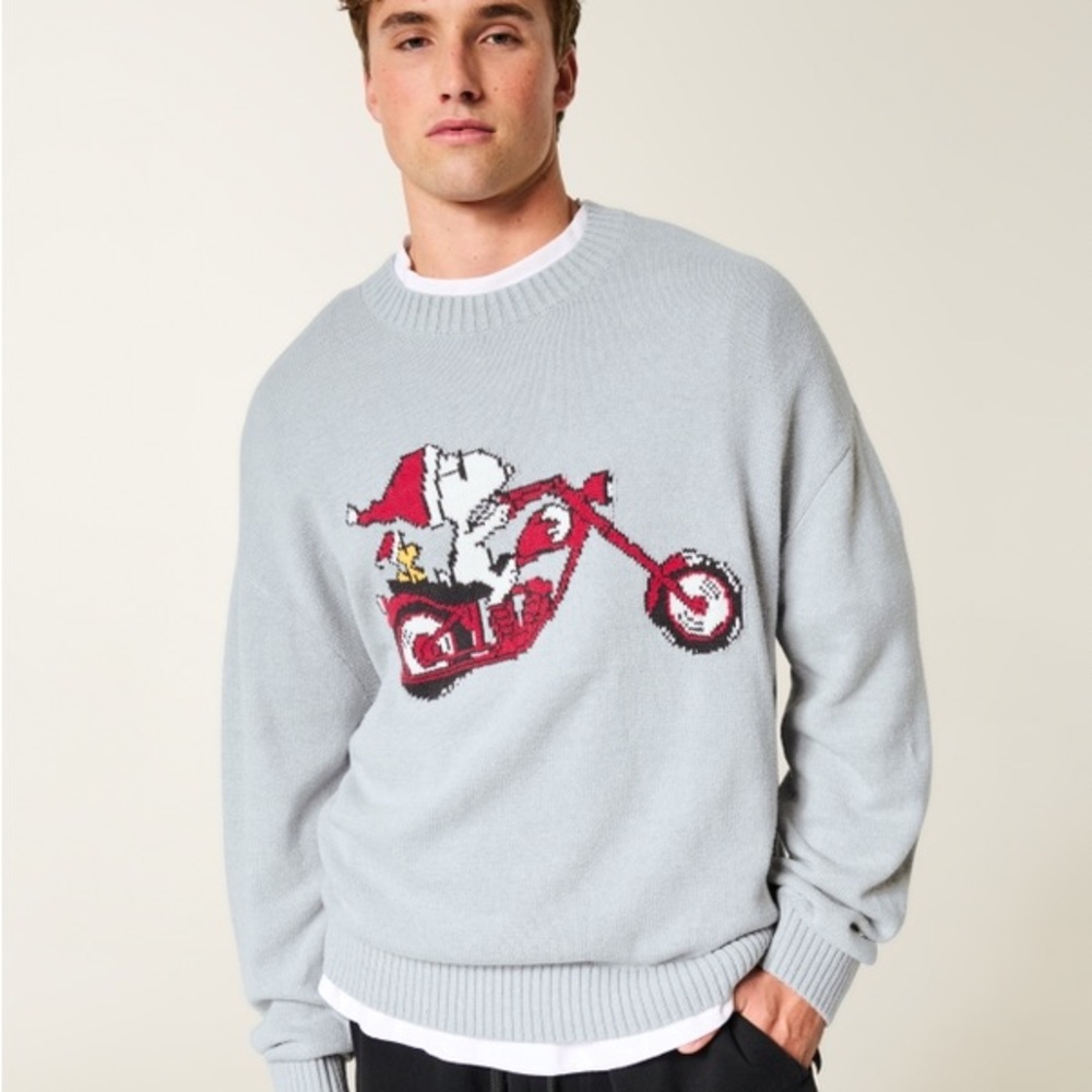 Boxy Snoopy Graphic Crew Sweater